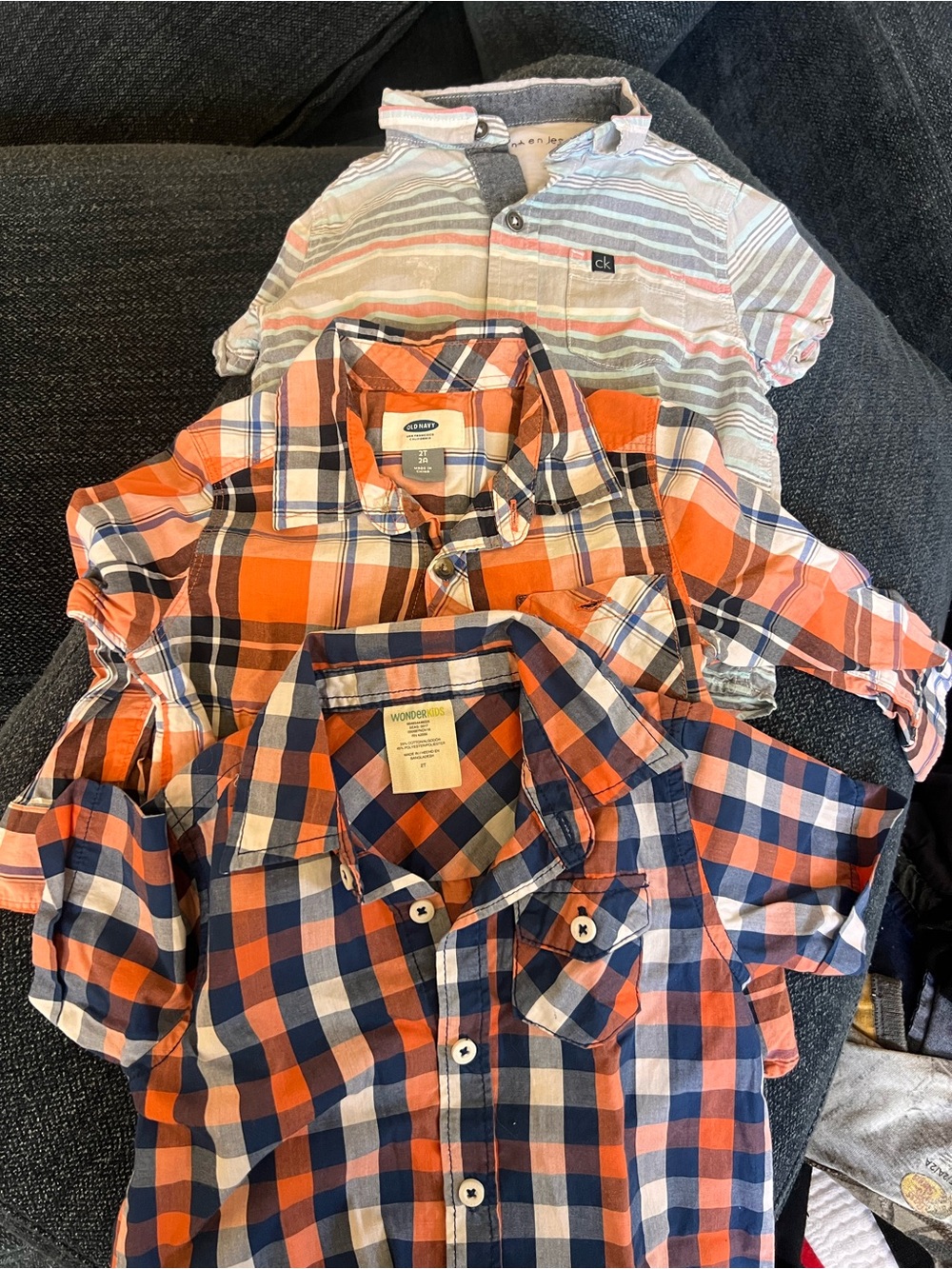 Boys Orange & Navy Plaid Button-Up Shirt